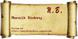 Mensik Bodony névjegykártya